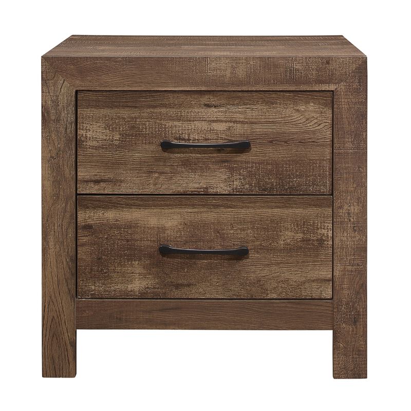 Queen Size Bedroom Set, Brown Finish, Panel Design, 2-Piece Set with Bed and Nightstand image number 4