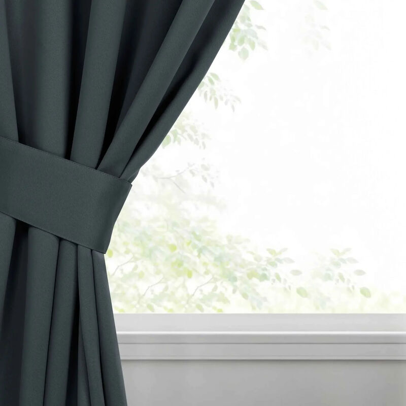 Set of 2 Solid Room Darkening Blackout Window Curtain Panels image number 2