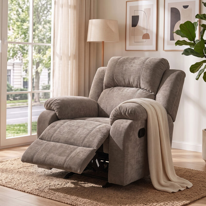 Manual Adjustable Recliner Chair, Chenille Upholstered Recliner with Adjustable Backrest, Indoor Lounge Armchair image number 2