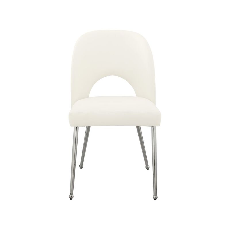 Meridian Furniture Logan Cream Vegan Leather Dining Chair, Set of 2