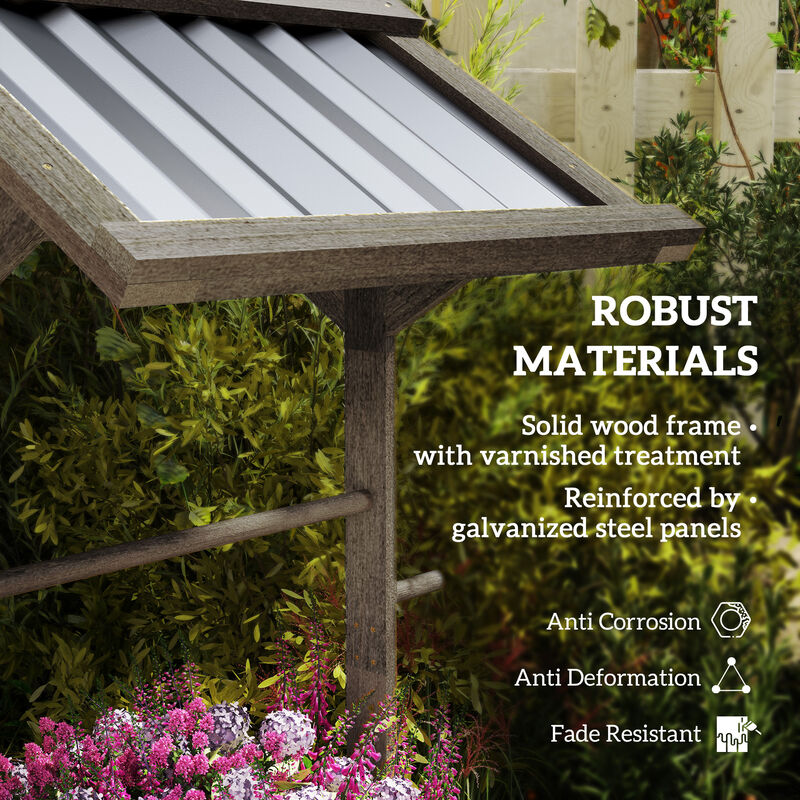 Hivvago Hexagonal Wooden Planter with Galvanized Canopy image number 3