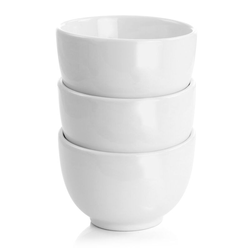 Gibson Elite Gracious Dining 4 Piece Fine Ceramic Tidbit Bowl Set with Base in White