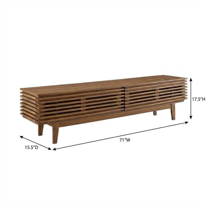 Brown wood TV stand with sleek design and sturdy construction image number 2
