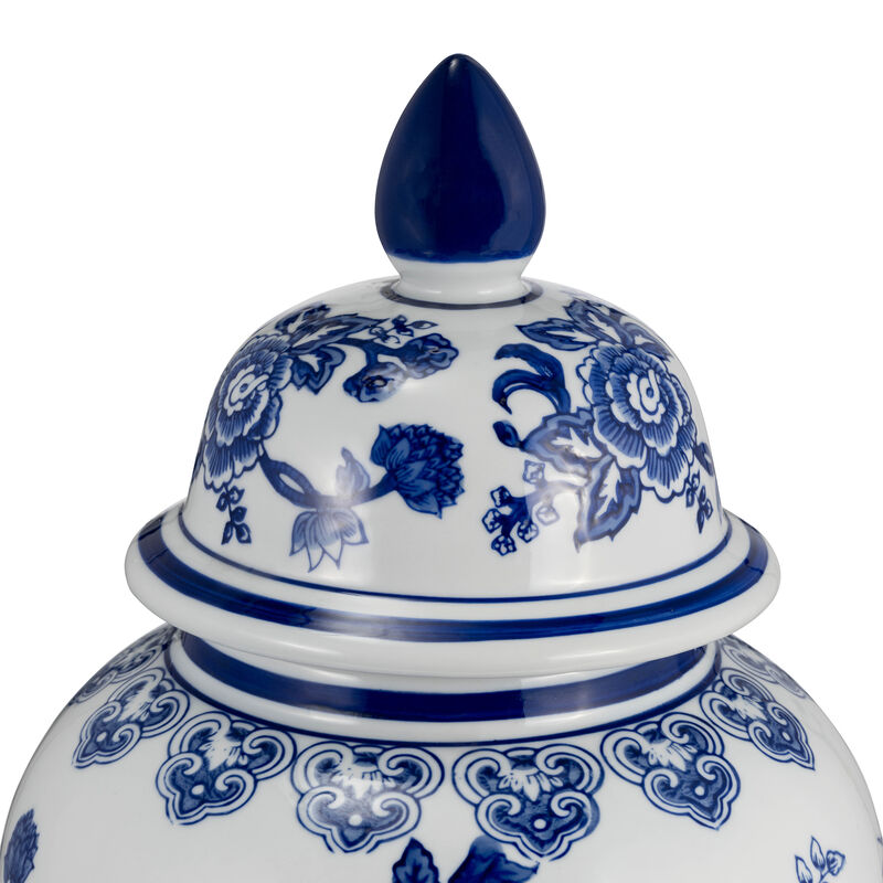 18" Temple Jar Bird/flower, Blue image number 5