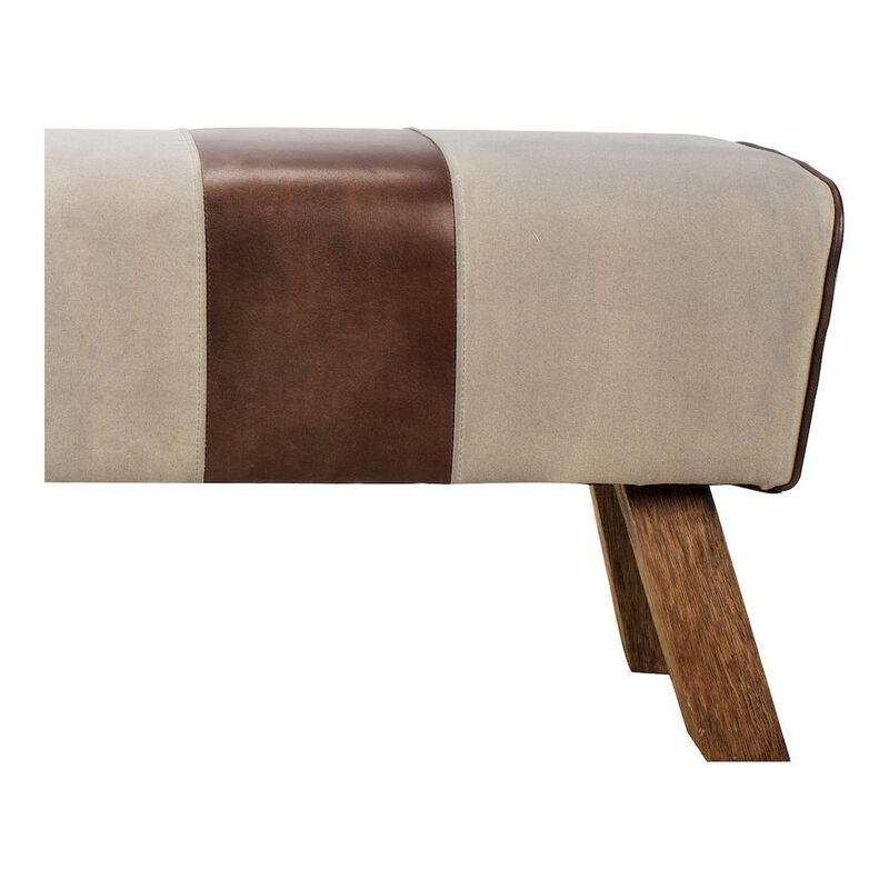 Starlight Canyon Home Brown Leather Bench, Elegant Entryway Bench with Wooden Legs image number 2