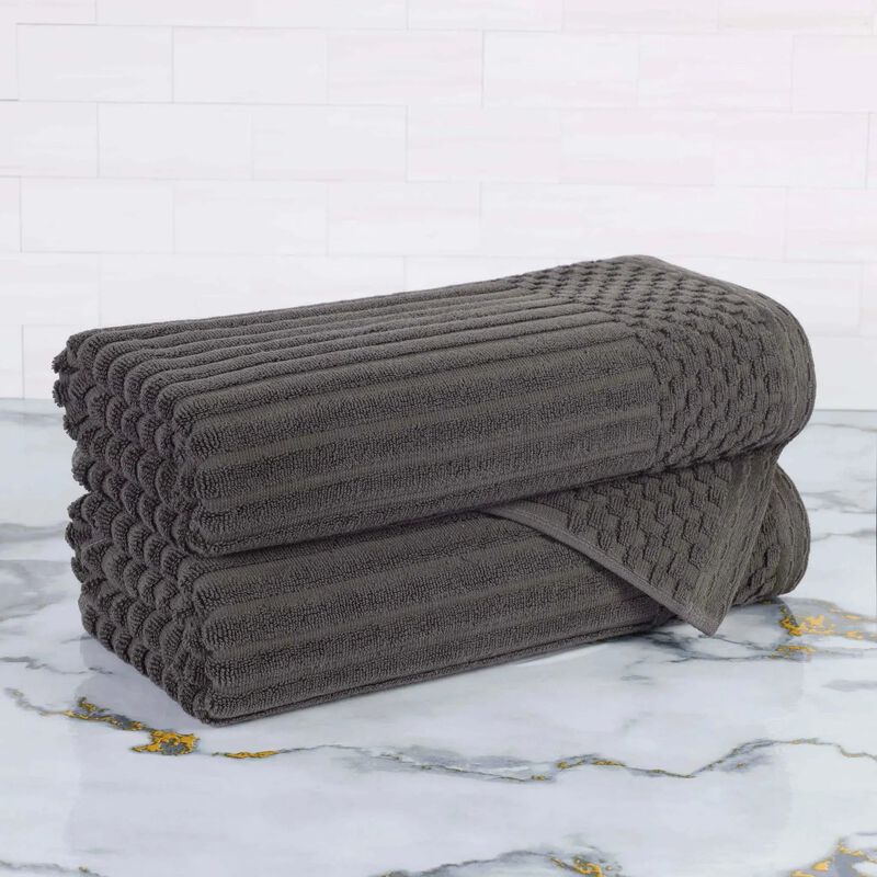 2-Piece Cotton Ribbed Bath Towel Set &ndash; Plush and Quick-Dry image number 1