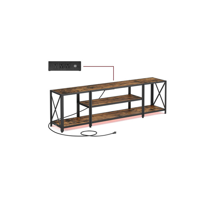 TV Stand with Power Outlets and LED Lights &ndash; Entertainment Center with Storage for TVs up to 65 Inches