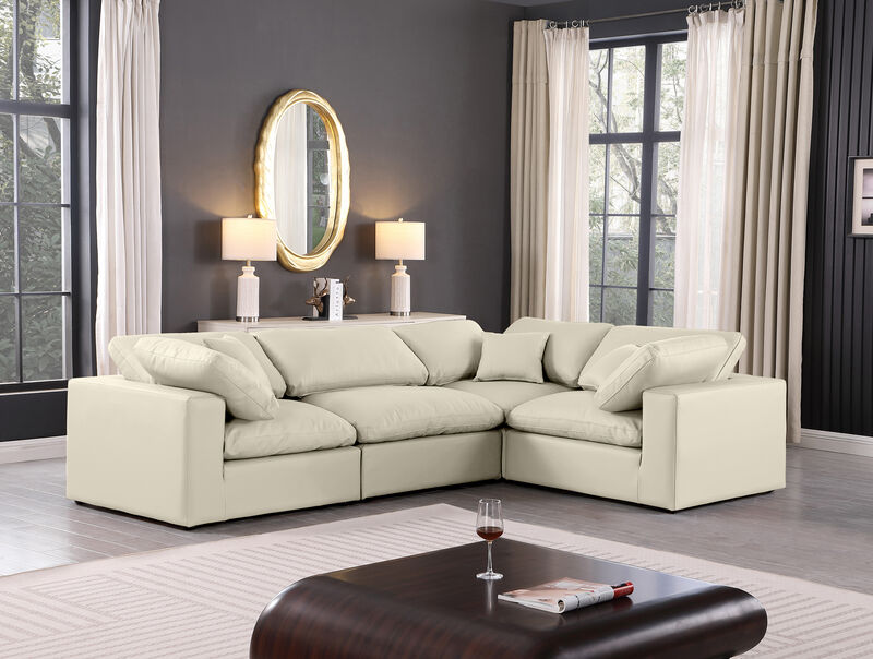 Meridian Furniture Comfy Cream Vegan Leather Modular Sectional