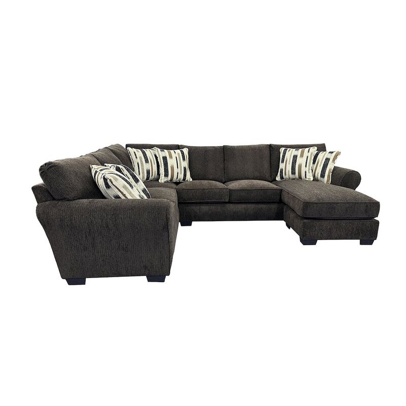 Porter Designs Savannah Soft Chenille Fabric Sectional, Brown image number 2