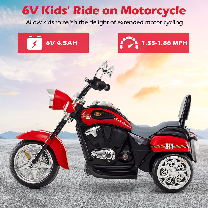 6V Toddler Electric Ride-On Bike with 3 Wheels, Horn and Front Headlight image number 3