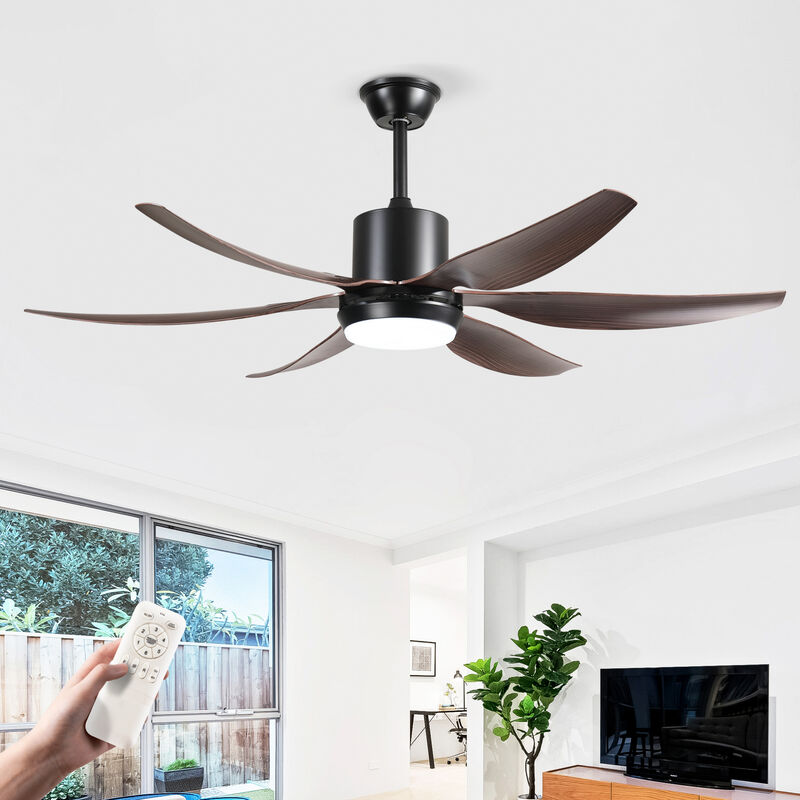 56" 6 Blade Ceiling Fan with Dimmable LED Light Kit and Remote Control image number 1