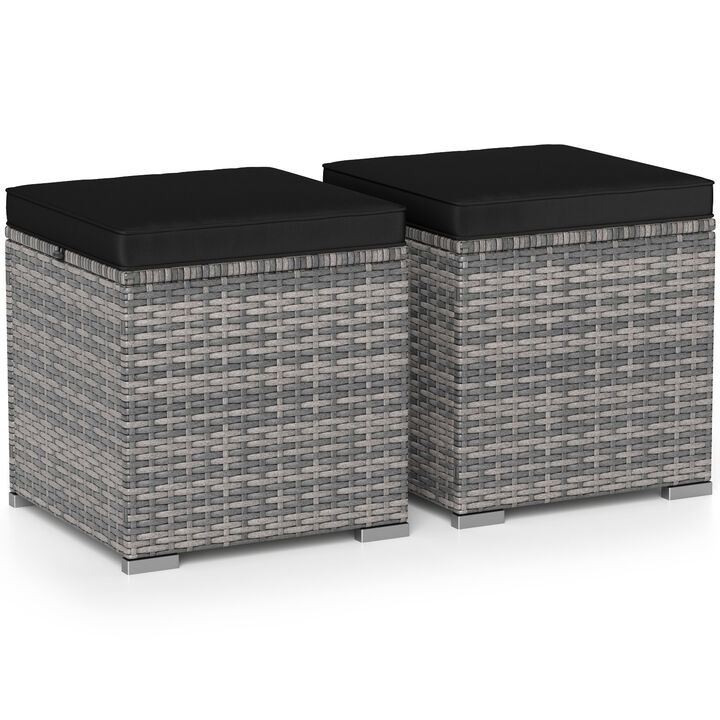 Set of 2 Outdoor Patio Ottomans with Hidden Storage Space