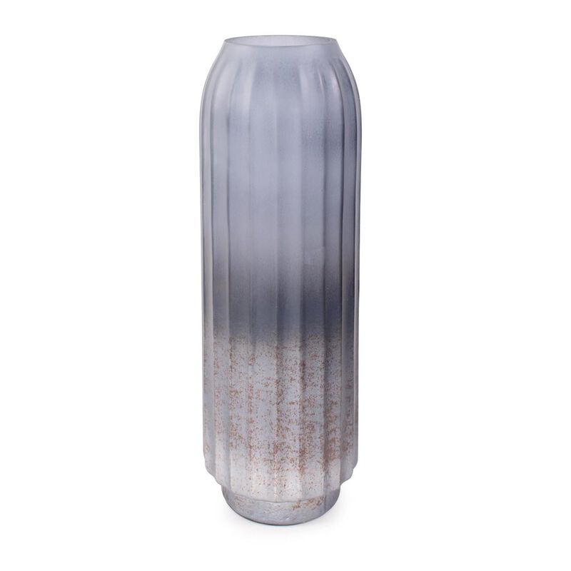 Howard Elliott Cool Ice Blue Ribbed Cylindrical Vessel image number 0