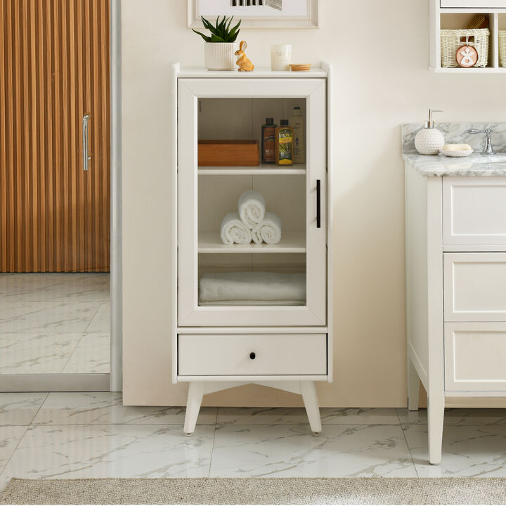 Streamdale White Bathroom Cabinet with Glass Door (46")