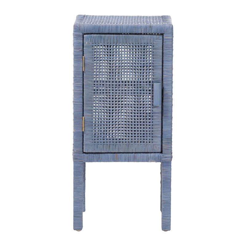 bali & pari Vivan Natural Rattan Nightstand - Handwoven Wicker Accent Bedside Table with Interior Shelving and Elevated Base, French Grey image number 2