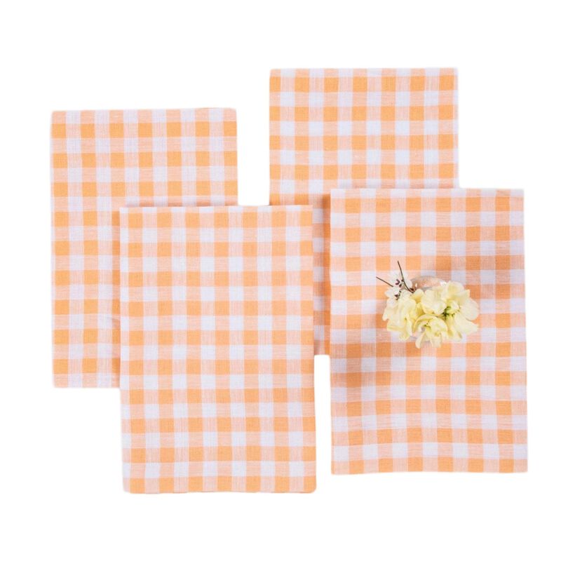 Christmas Linen Dinner Napkins 20 x 20 in Set of 4 - Gingham Check, Solino Home
