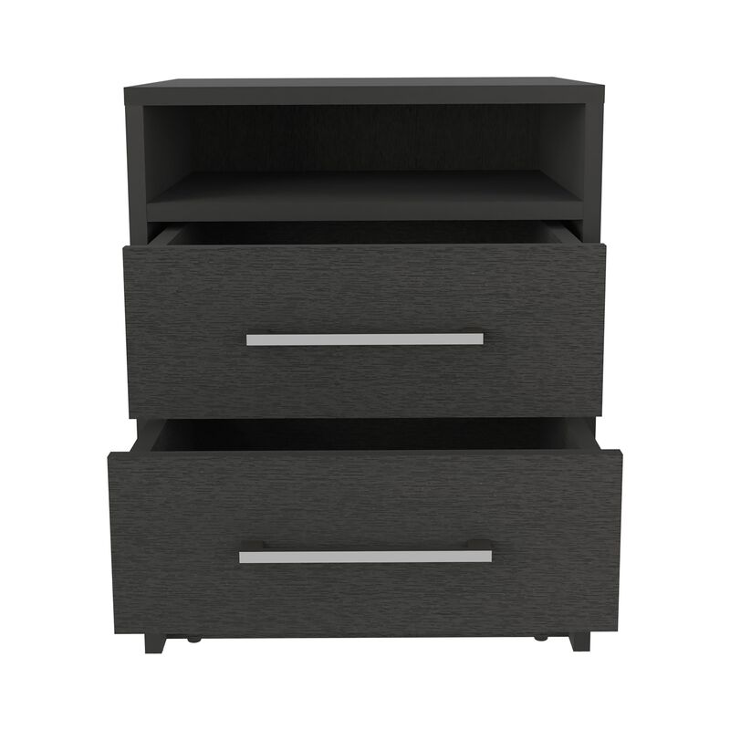 Leyva Nightstand 23.6" H, with 2 Drawers and 1 Shelf, Black
