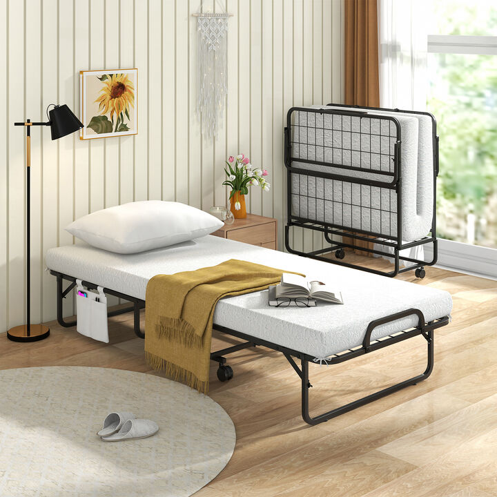 Folding Bed with Memory Foam Mattress and Pillow for Guest or Home Use
