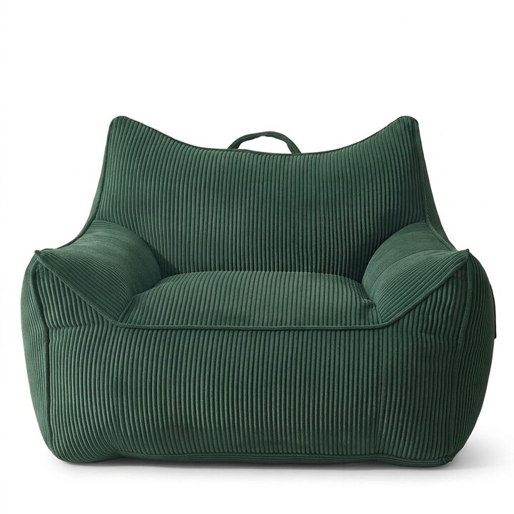 Vipbear Corduroy Bean Bag Chair with Armrests Comfy Lazy Floor Sofa Couch for Living Room, Bedroom