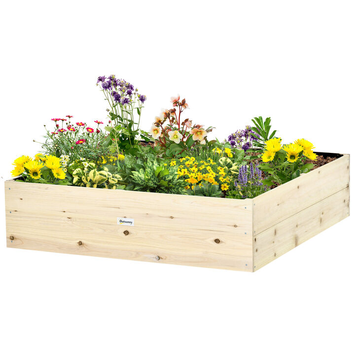 Raised Garden Bed No Bottom Wooden Planter Box For Vegetables, Flowers, Herbs