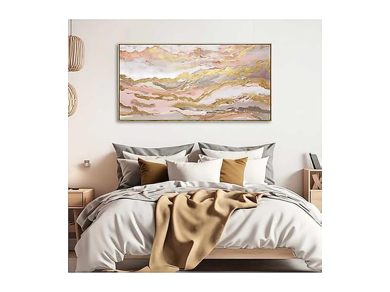 Pink Abstract Wall Art Girl Room 20 X 40 Inch Large Living Bedroom Decor Gold image number 3