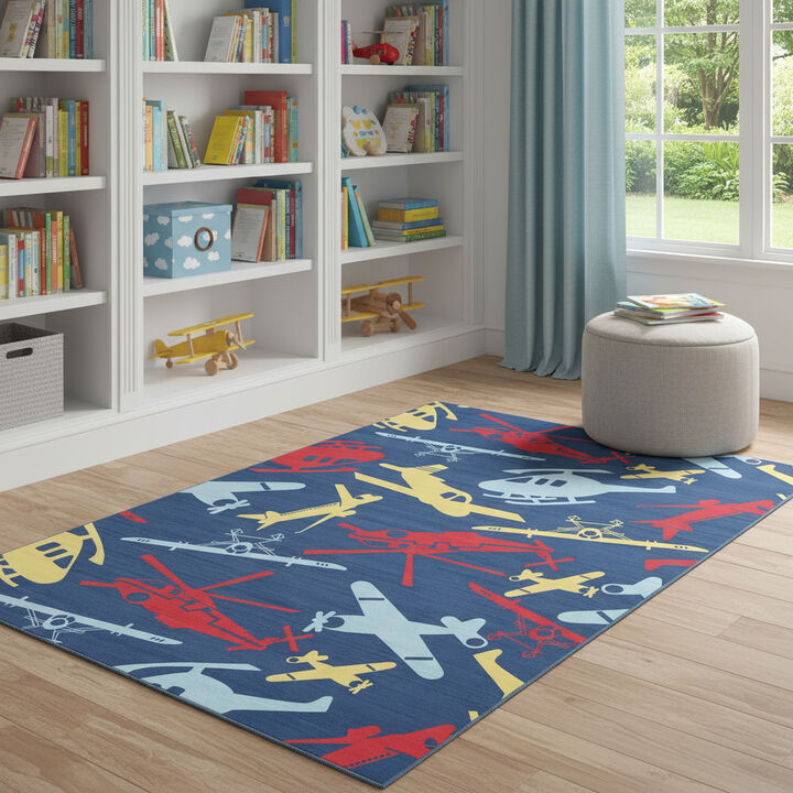 HomeRoots Helicopter Youthful Washable Area Rug