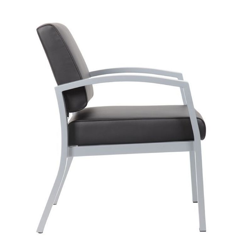 Reception Chair, Brushed Nickel Aluminum, Black Antimicrobial Vinyl image number 4