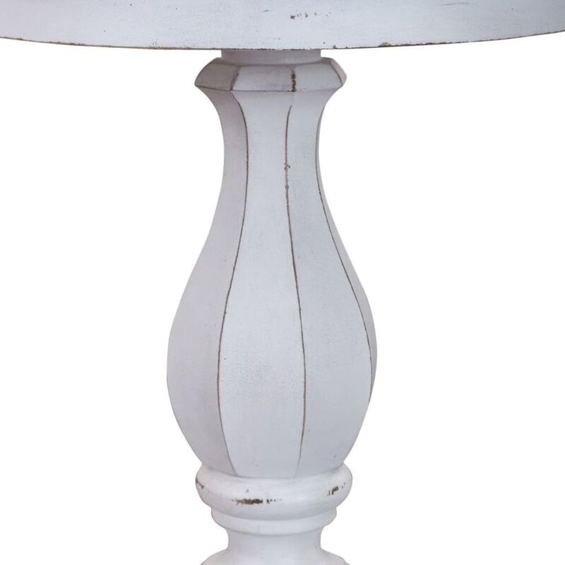 Liberty Furniture Antique White Accent Table with Round Top, Rustic Side Table Style image number 6
