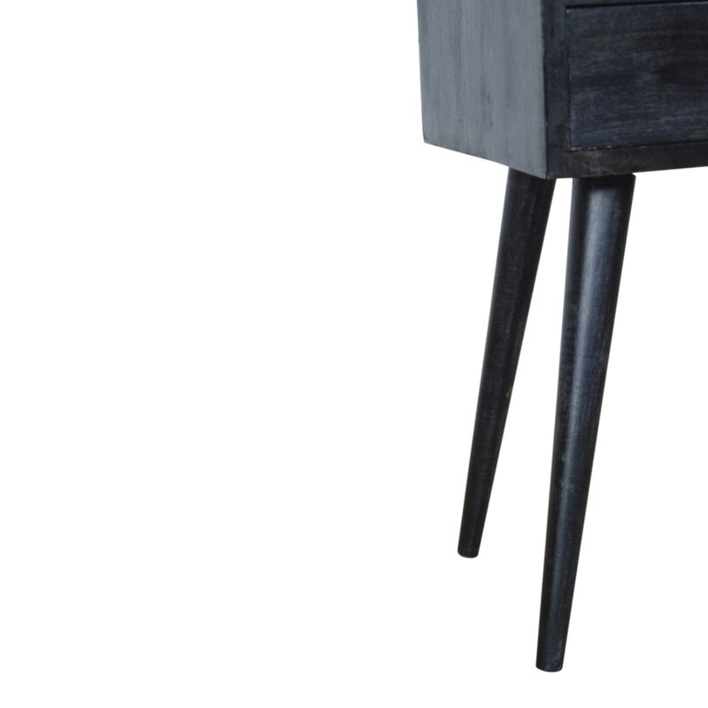 Mini Ash Black 1 Drawer Solid Wood Nightstand