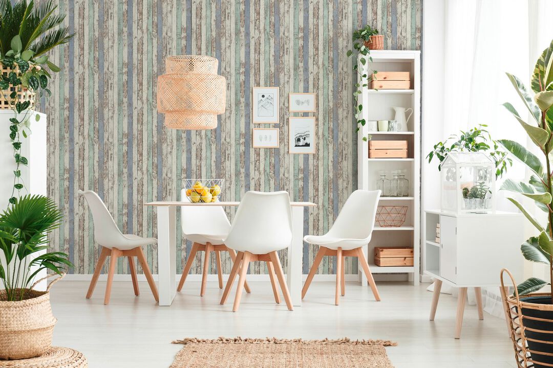 The Woods and Wicker Narrow Wood Stripe Effect Motif Multi-coloured Wallpaper WW22234