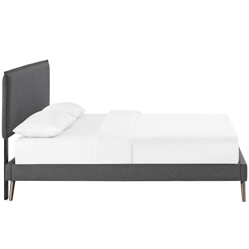 Camille Fabric Queen Platform Bed with Round Splayed Legs image number 1