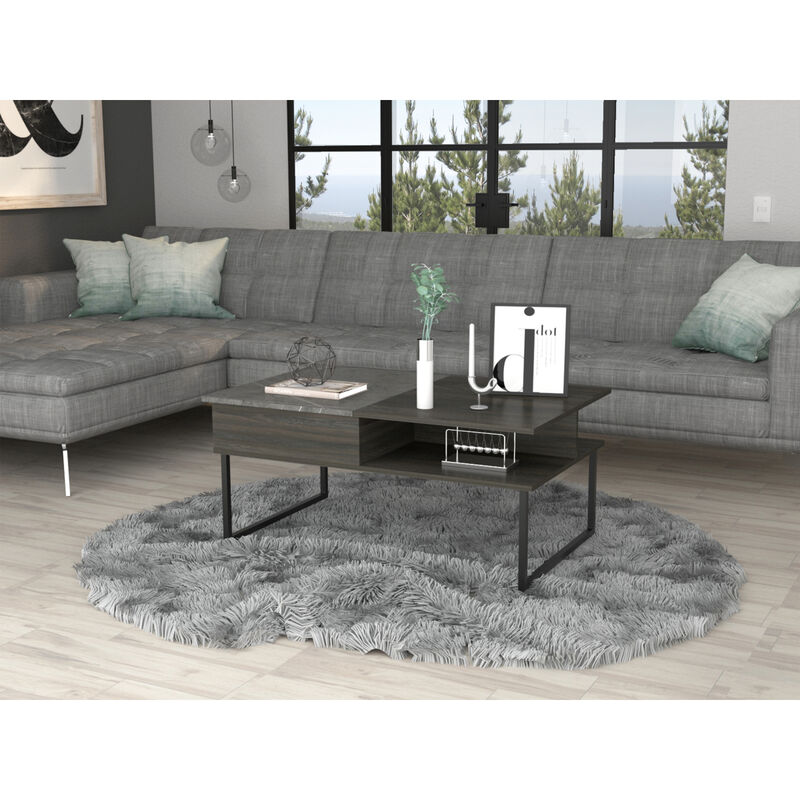 Squire 1-Shelf Lift Top Coffee Table Carbon Espresso and Onyx