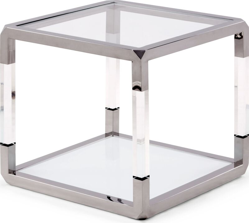 Jasper End Table in Acrylic/White Glass/PSS