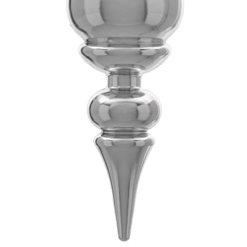 Vickerman 14" Silver Shiny Finial Ornament - Shatterproof Plastic and UV Resistant Material - Ready to Hang - Reliable and Durable - Unique Christmas Tree Ornament image number 2
