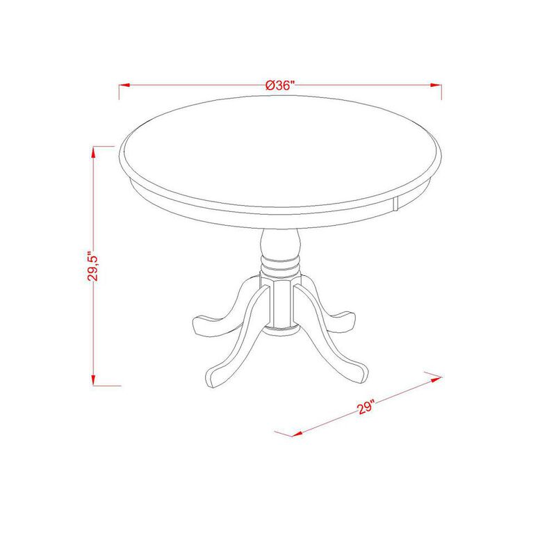 East West Furniture Antique  Table  36  Round  with  Buttermilk  and  Cherry  Finish