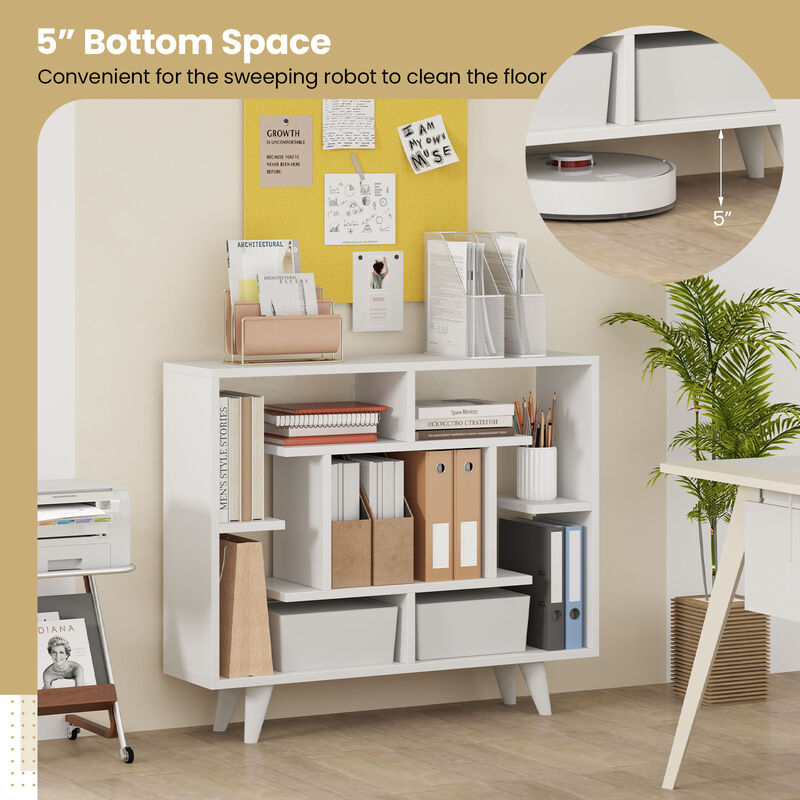 Modern Geometric Bookcase with Anti-Tip Kit &ndash; 5-Tier Storage Display Shelf