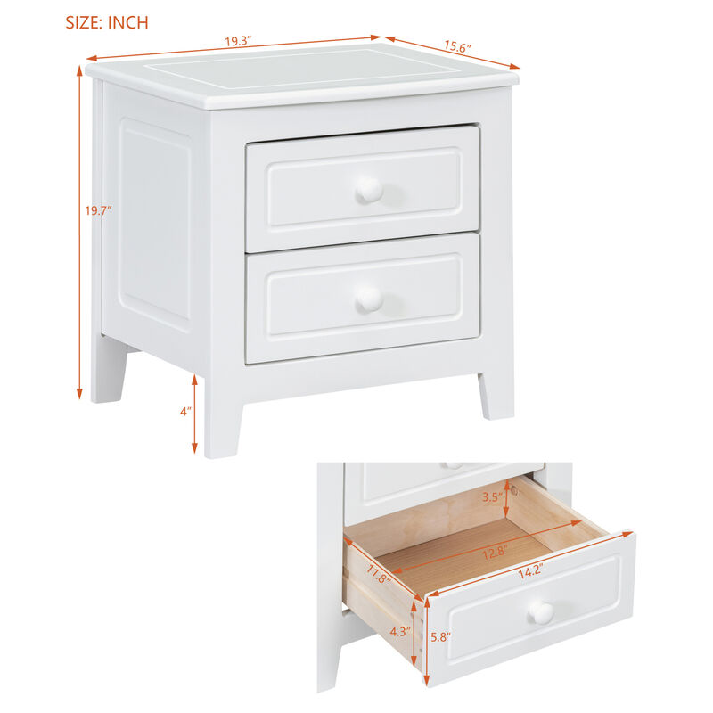 Mid-Century Retro 2-Drawer Nightstand Bedside Table image number 2