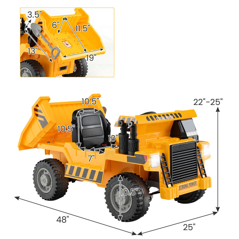Electric Kids Ride On Dump Truck with 12V Battery and Working Dump Bed image number 2