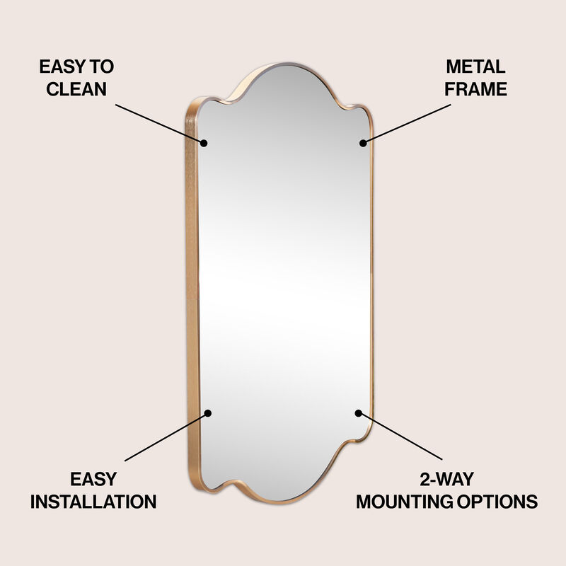 Louisa Medium Scalloped Rectangular Metal Framed Wall Mirror image number 2