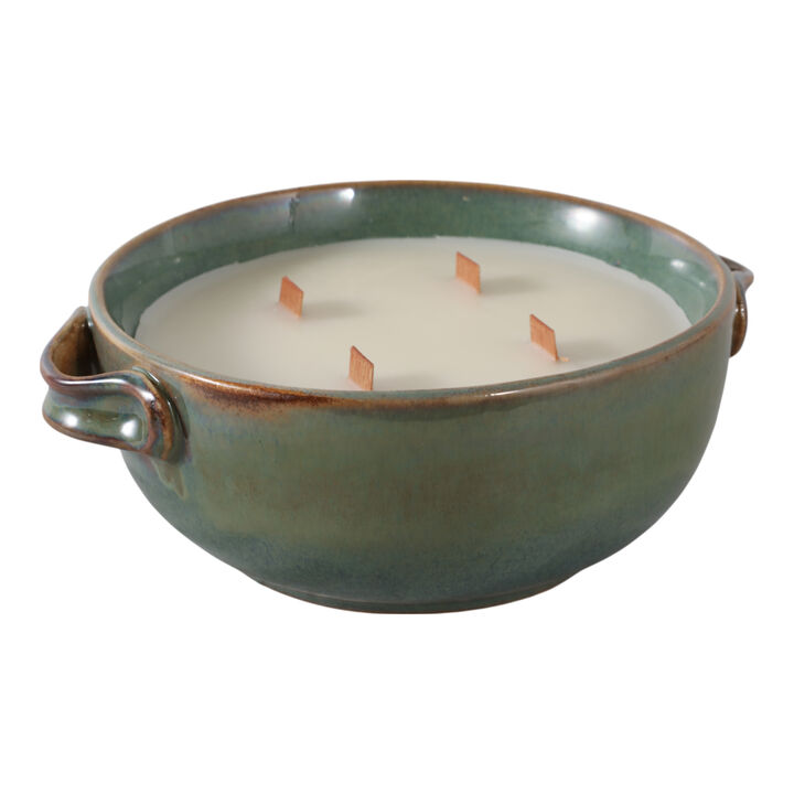 8" 14 Oz Lakeside Rain Candle, Green