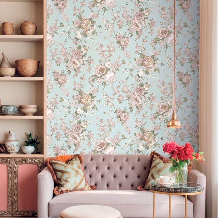 Blooming Garden Floral Blue Wallpaper 8311