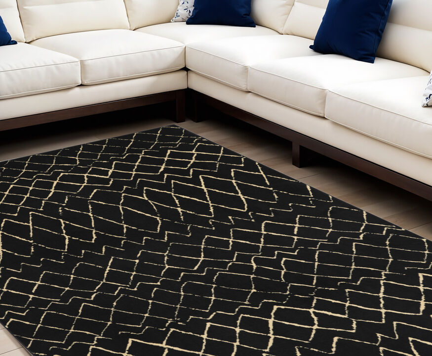 HomeRoots Abstract Power Loom Distressed Area Rug