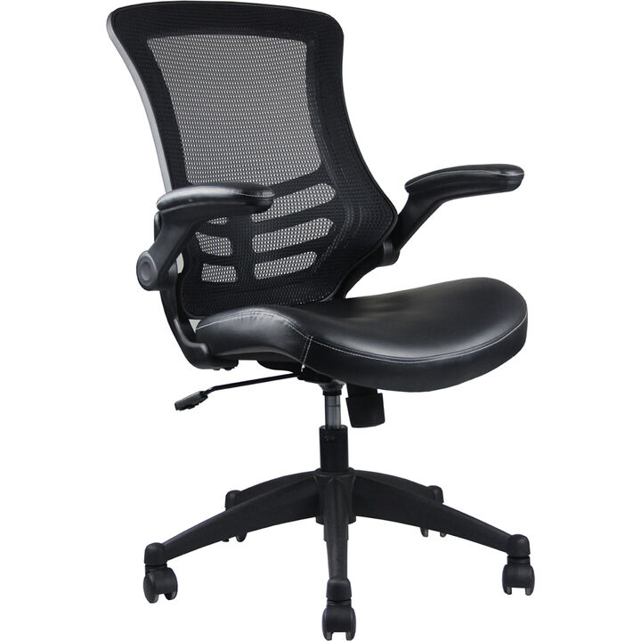 Streamdale Stylish Mid-Back Mesh Office Chair With Adjustable Arms, Black