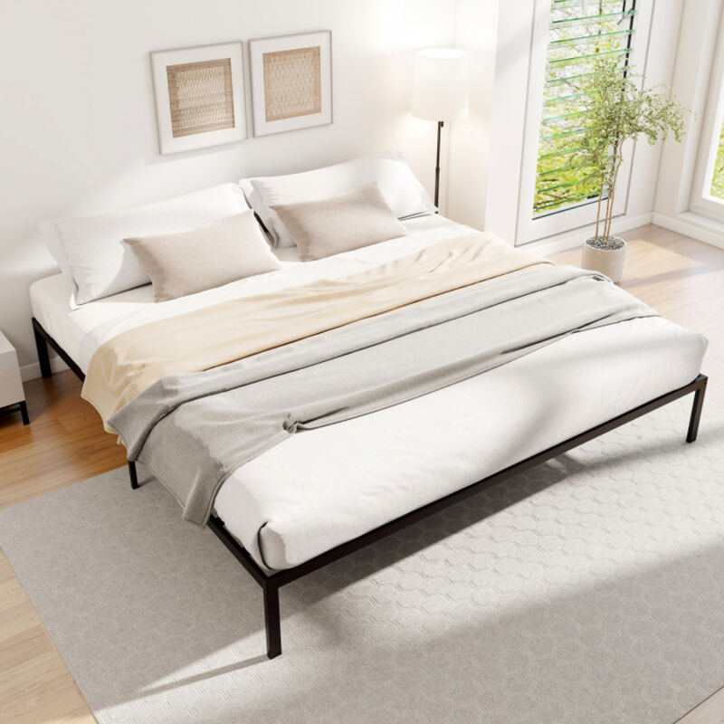 Heavy Duty Metal Bed Frame with Steel Slats &ndash; Durable Mattress Support Platform