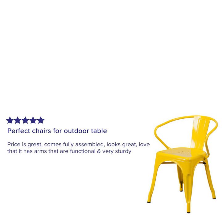 Flash Furniture Commercial Grade Metal Indoor-Outdoor Chair with Arms