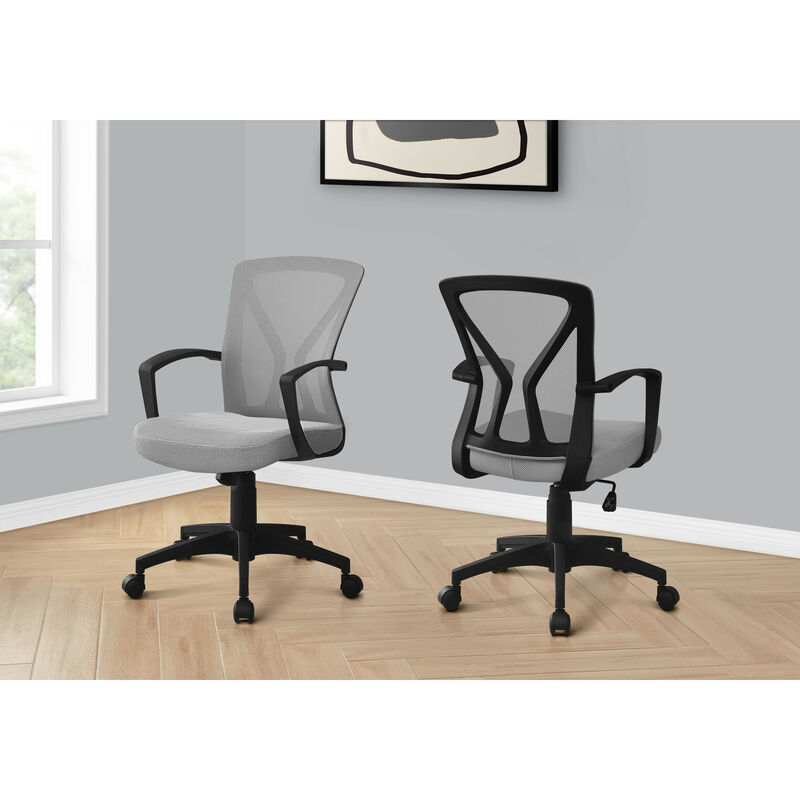 Monarch Specialties I 7340 Office Chair, Adjustable Height, Swivel, Ergonomic, Armrests, Computer Desk, Work, Metal, Fabric, Grey, Black, Contemporary, Modern