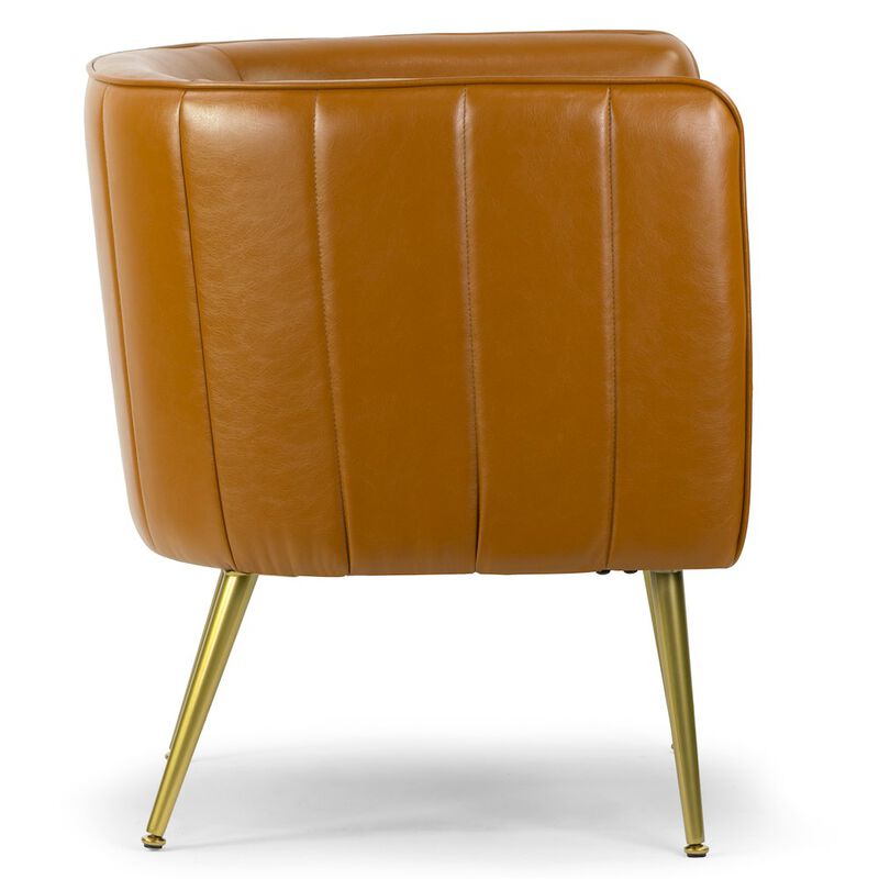 Glamour Home Avian Cappuccino Faux Leather Accent Chair with Decorative Stitching