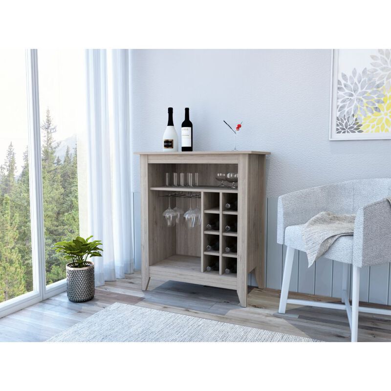 DEPOT E-SHOP Mojito Bar Cabinet, Six Built-in Wine Rack, One Open Drawer, One Open Shelf, Light Gray