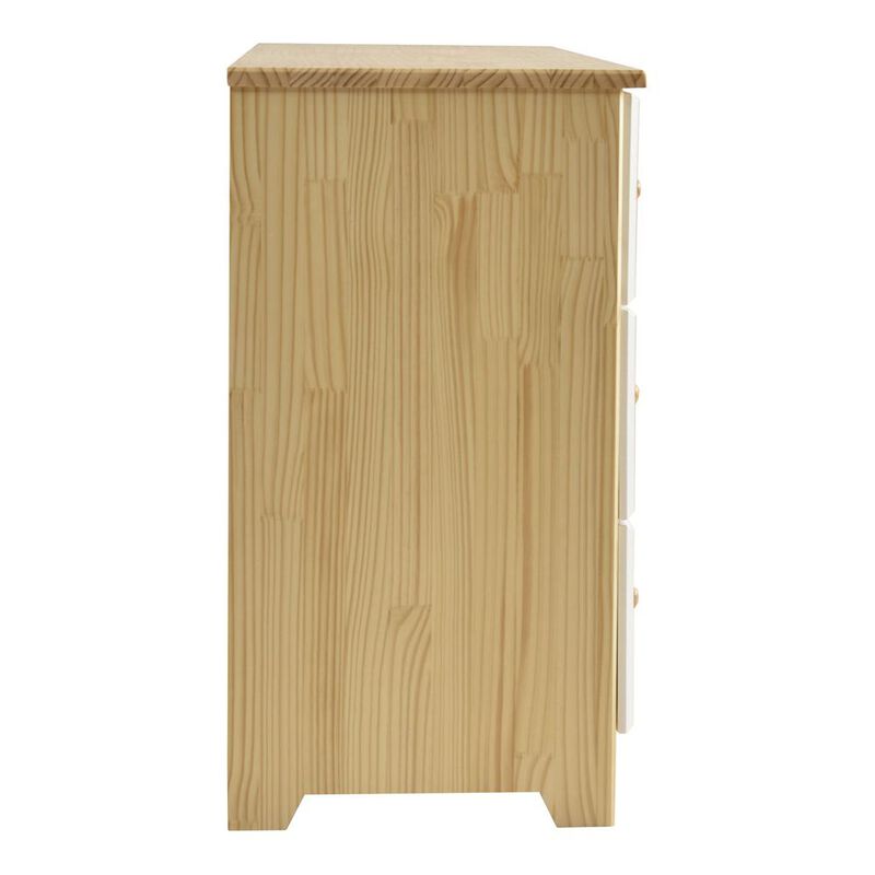 Better Home Products Solid Pine Wood 6 Drawer Double Dresser in Natural & White.