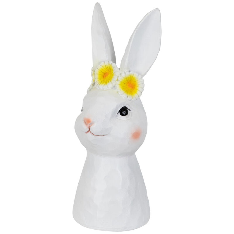 Easter Bunny Bust with Daisy Flower Crown - 9" - White and Yellow